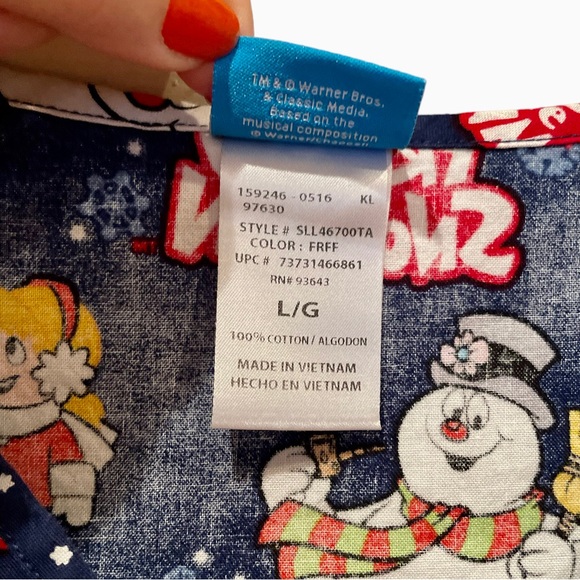 Frosty The Snowman Scrub Top Womens Size Large - Picture 6 of 8